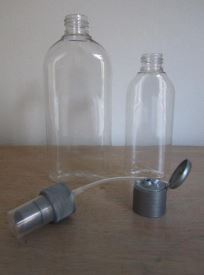 Recycled plastic flesjes met klepdop of spraydop - Zero Waste Groothandel